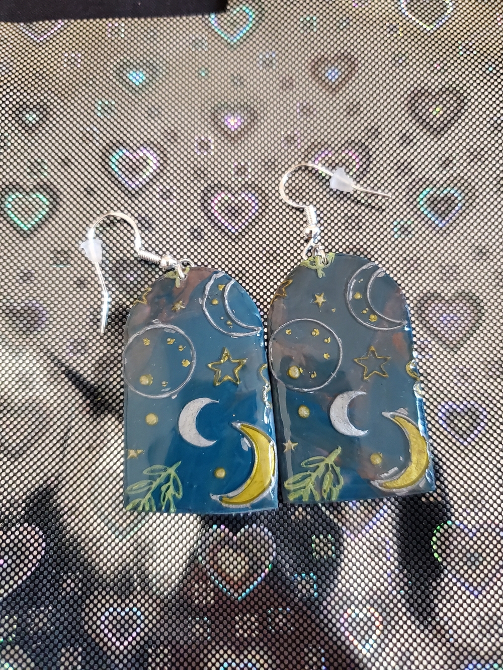 Handmade Moon & Stars Dangle Earrings